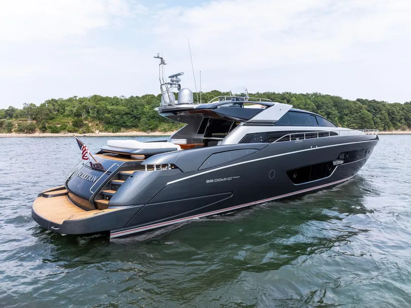 Slide: The Image of 2016 Riva 88' Domino Super luxury yacht on water. - 1