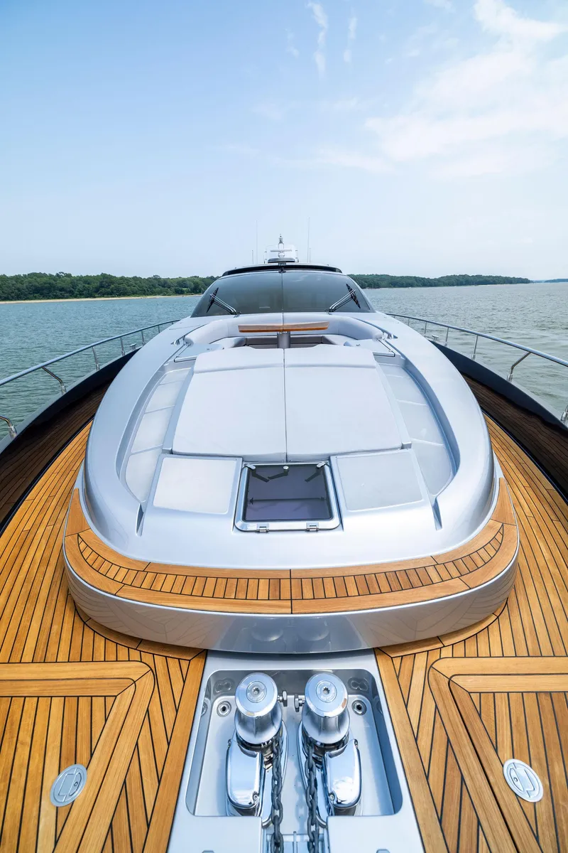 Slide: The Image of Luxury 2016 Riva 88' Domino Super yacht with sleek design and wooden deck. - 9