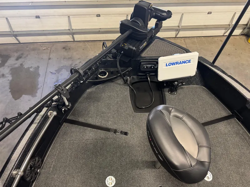 Slide: The Image of 2024 Nitro ZV20 Pro boat interior with Lowrance electronics and seating. - 19