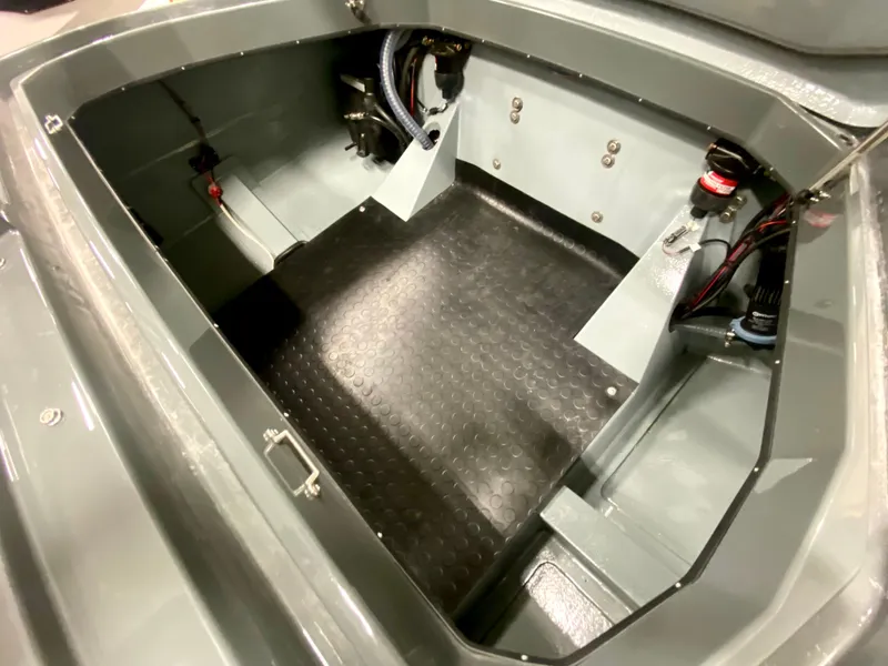 Slide: The Image of Interior view of 2021 Nitra Boats 29, showcasing storage compartment details. - 5