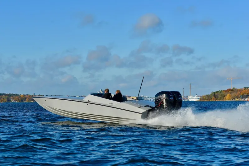 Slide: The Image of 2018 Nitra Boats 29 speeding on open water. - 4