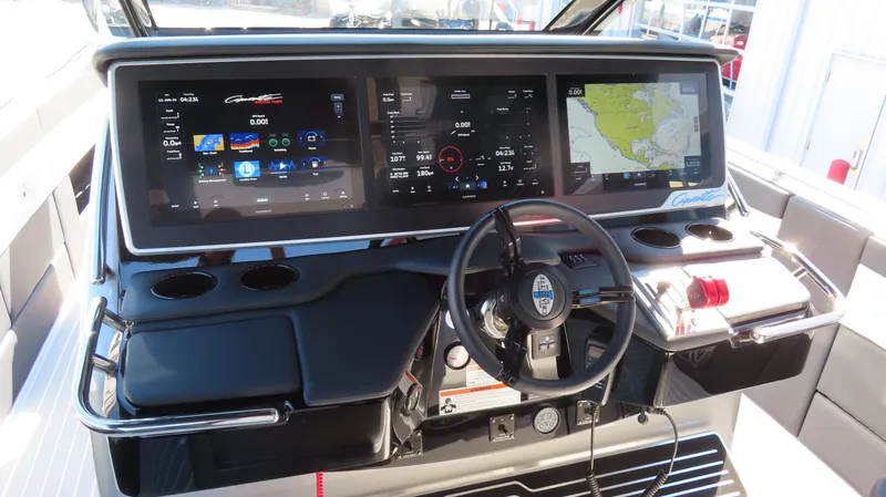 Slide: The Image of 2024 Cigarette 41 Nighthawk SD Edition dashboard with advanced navigation and control systems. - 13