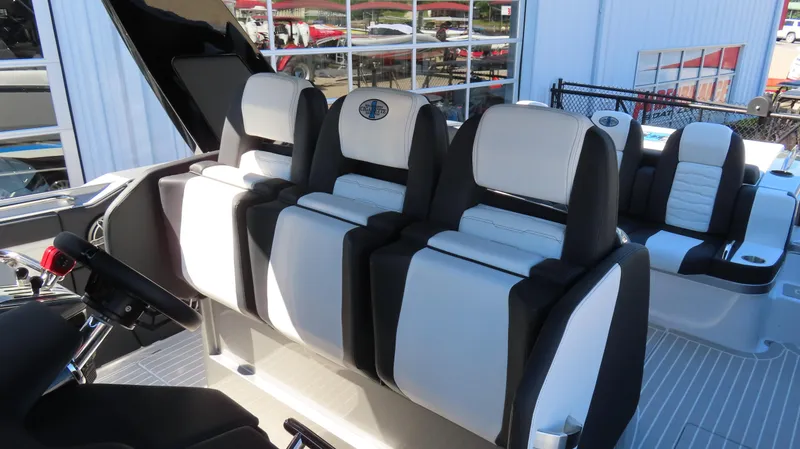 Slide: The Image of 2024 Cigarette 41 Nighthawk SD Edition boat interior with luxurious seating. - 14