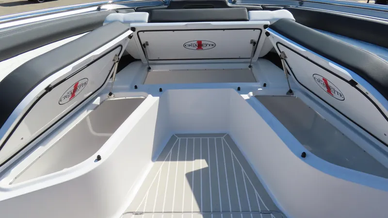 Slide: The Image of 2024 Cigarette 41 Nighthawk SD Edition boat interior storage compartments. - 23