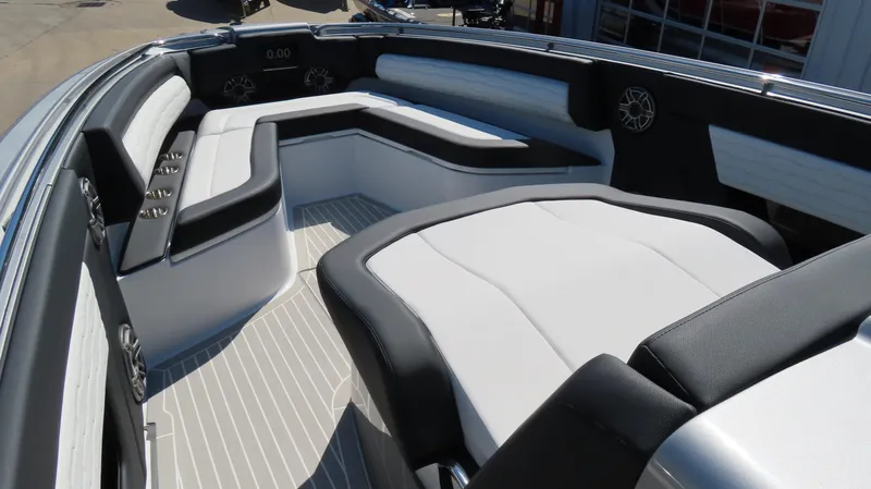 Slide: The Image of 2024 Cigarette 41 Nighthawk SD Edition boat interior with luxurious seating. - 36