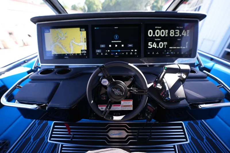 Slide: The Image of Dashboard of 2025 Cigarette 41 Nighthawk boat with advanced navigation and control systems. - 15