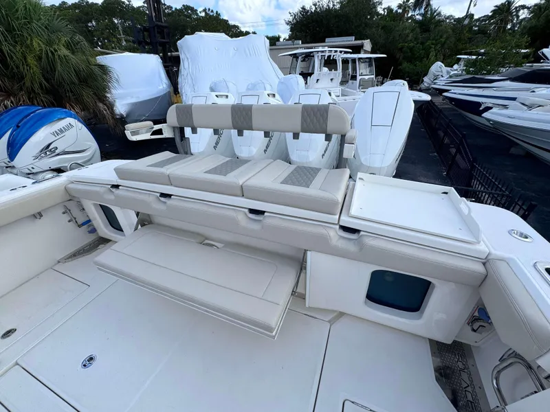 Slide: The Image of Solace 41 CS 2025 model boat with seating and storage compartments. - 47