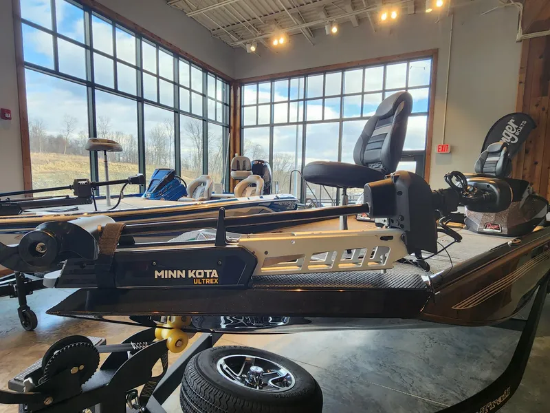 Slide: The Image of 2024 Ranger RT198P boat with Minn Kota Ultrex motor in showroom. - 5
