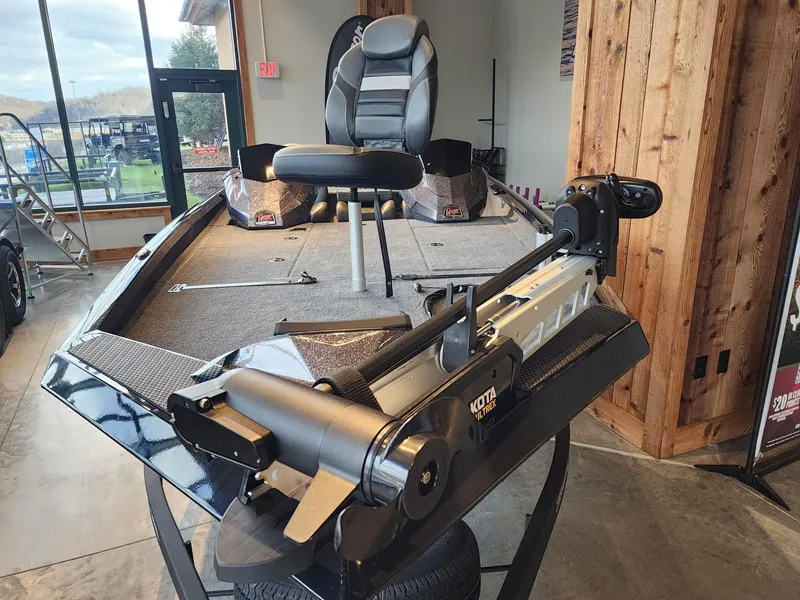 Slide: The Image of 2024 Ranger RT198P fishing boat with advanced trolling motor in showroom. - 6