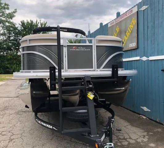 Slide: The Image of 2024 Sun Tracker Party Barge 22 XP3 pontoon boat on trailer. - 3