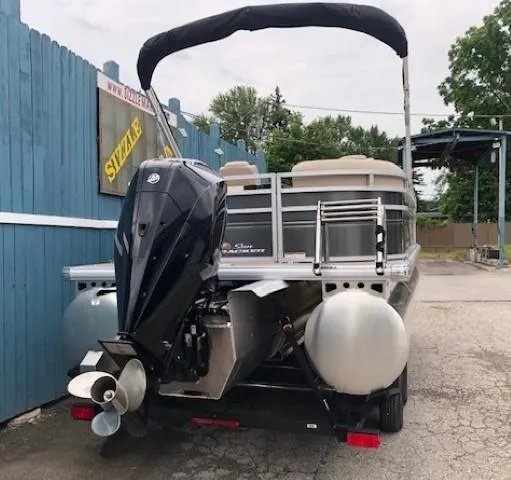 Slide: The Image of 2024 Sun Tracker Party Barge 22 XP3 pontoon boat with outboard motor. - 5