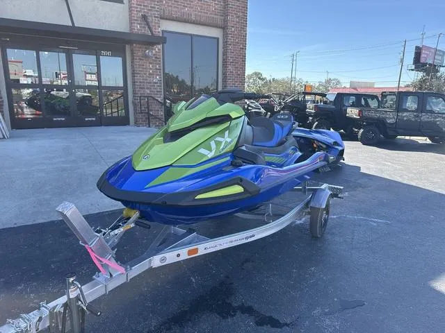 Slide: The Image of 2024 Yamaha Marine Waverunner VX Limited HO in azure blue, top view. - 10
