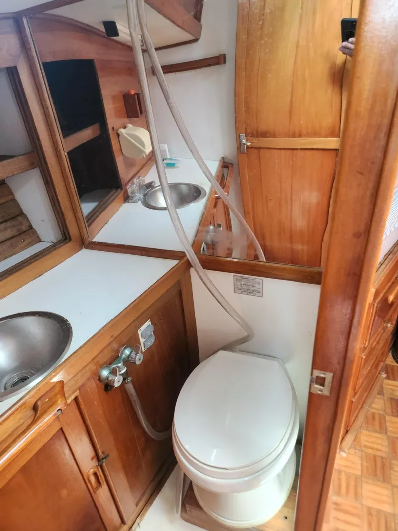 Slide: The Image of 1985 Herreshoff 38 Cat Ketch bathroom with sink and toilet - 35