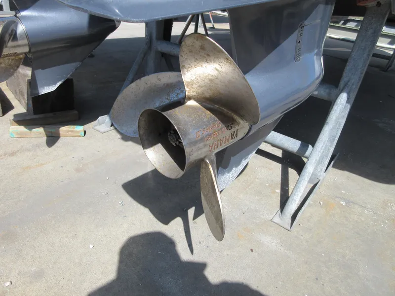 Slide: The Image of Close-up of a 2016 Grady-White Freedom 307 boat propeller. - 36