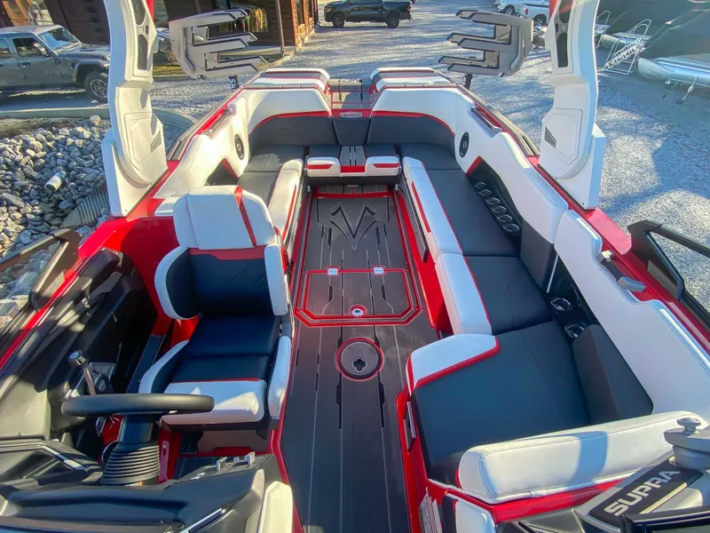 Slide: The Image of Interior of 2024 Supra SE boat with modern seating. - 16