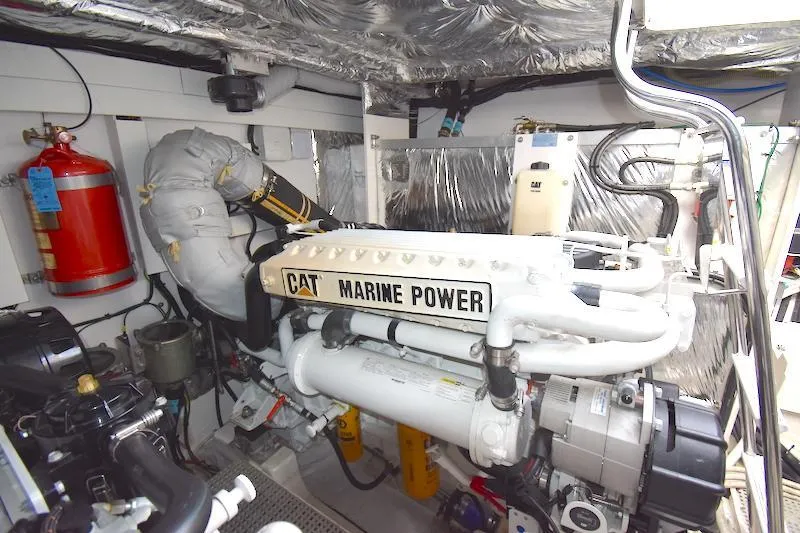 Slide: The Image of Engine room of 2013 Princess V52 yacht with CAT Marine Power engine. - 49