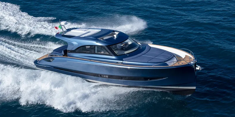 The Image of 2024 Solaris Power 48' Lobster yacht cruising on the ocean. - 0