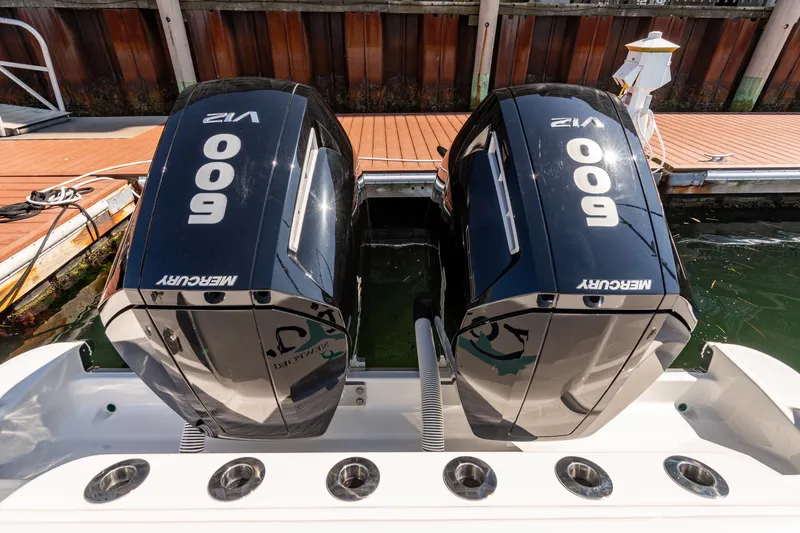 Slide: The Image of 2024 HCB 39 Speciale with twin Mercury 600 V12 outboard engines. - 21