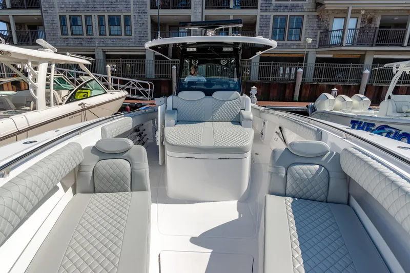 Slide: The Image of 2024 HCB 39 Speciale luxury boat with spacious seating and modern design. - 22