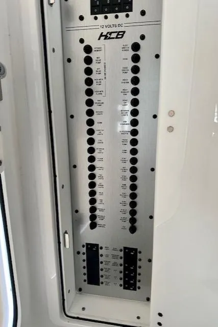Slide: The Image of Electrical control panel of a 2024 HCB 39 Speciale boat. - 44