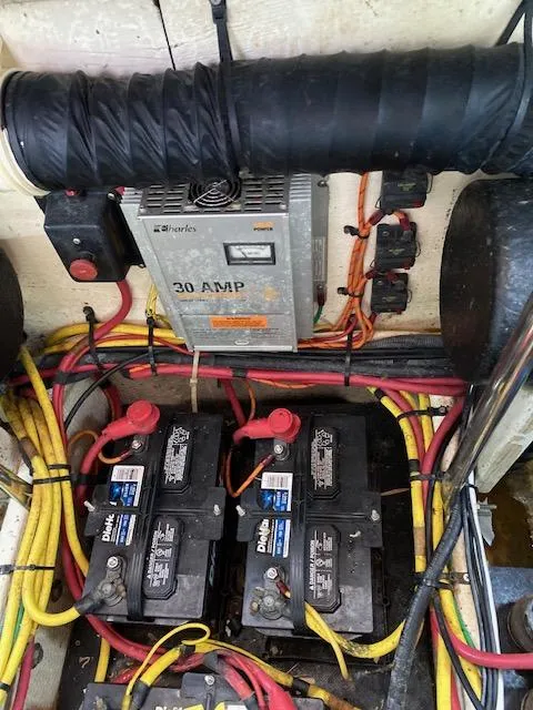 Slide: The Image of Close-up of the engine compartment of a 2007 Silverton 33 Convertible boat. - 22