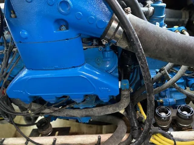 Slide: The Image of Close-up of the engine compartment of a 2007 Silverton 33 Convertible boat. - 23