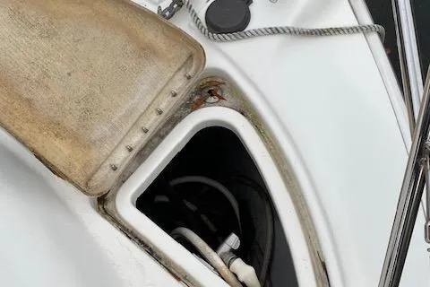 Slide: The Image of Open storage compartment on a 2007 Silverton 33 Convertible boat. - 3