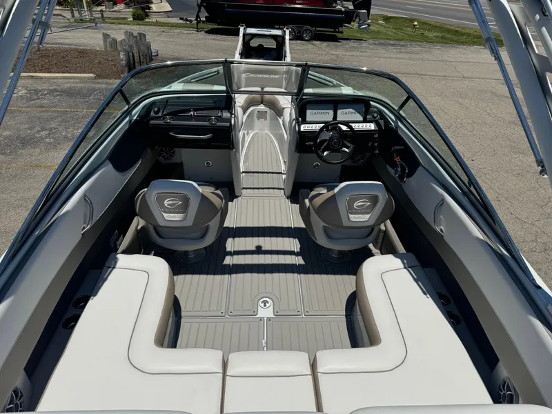 Slide: The Image of 2025 Crownline 240 SS boat interior with luxurious seating and modern design. - 10