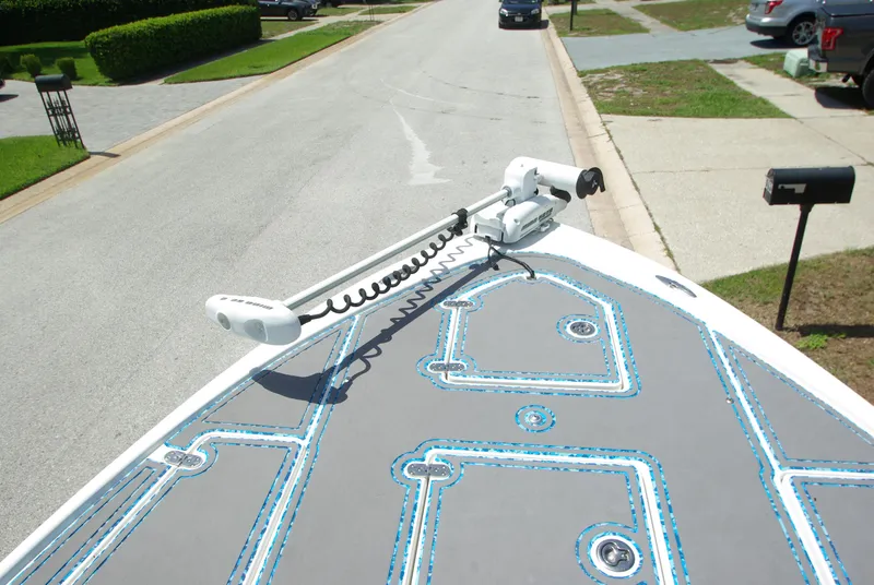 Slide: The Image of 2010 Cape Horn Center Console boat with trolling motor on residential street. - 6