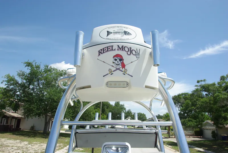 Slide: The Image of 2010 Cape Horn Center Console boat with Reel Mojo pirate logo on the tower. - 8