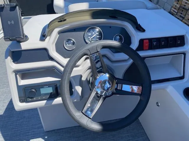 Slide: The Image of Interior of the 2025 Godfrey 2086EX Xperience Cruise pontoon boat. - 12