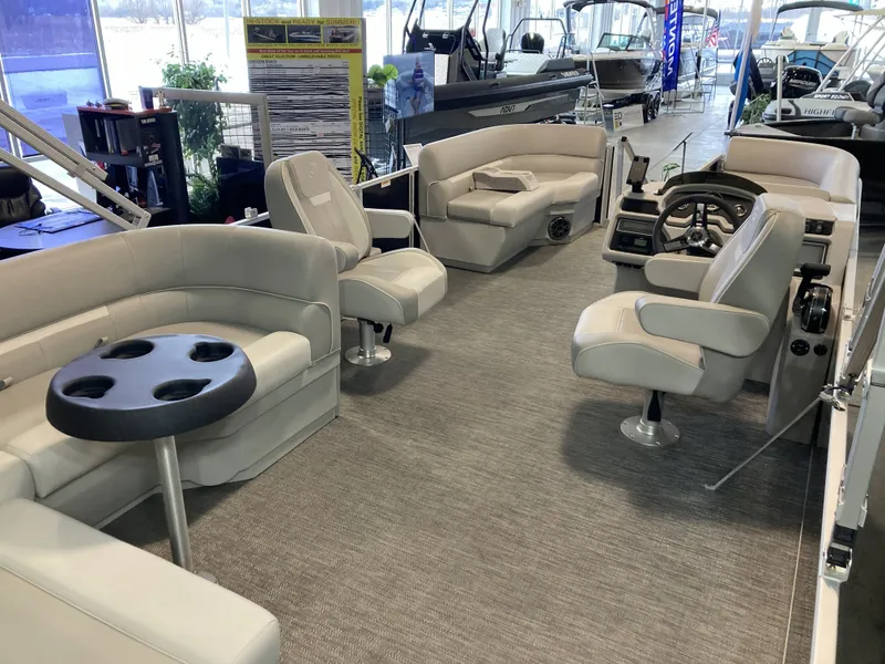 Slide: The Image of Interior of the 2025 Godfrey 2086EX Xperience Cruise pontoon boat. - 17