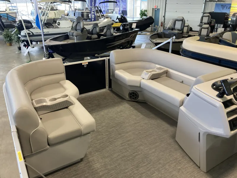 Slide: The Image of Interior of the 2025 Godfrey 2086EX Xperience Cruise pontoon boat. - 24