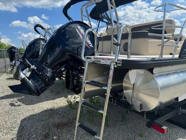 Slide: The Image of 2024 Harris FloteBote 230 Cruiser SLDH pontoon boat with Mercury outboard engines. - 11