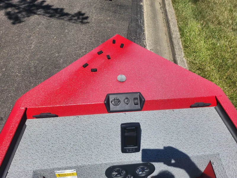 Slide: The Image of 2018 War Eagle 754VS Stick Steer boat dashboard and controls. - 14