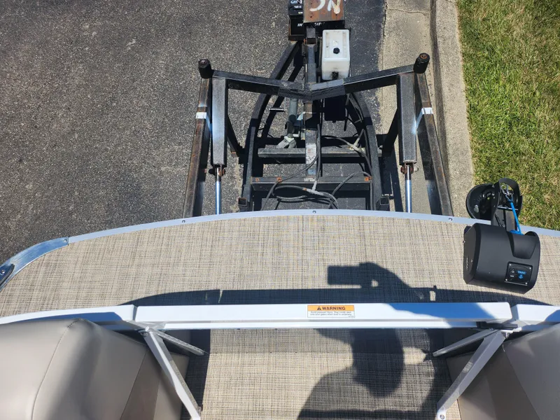 Slide: The Image of Top view of a 2019 JC 222 Spirit boat on a trailer. - 23
