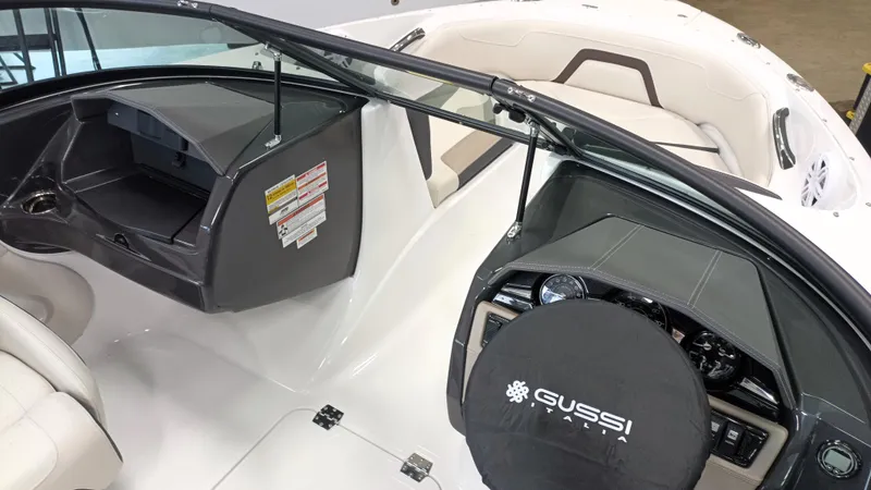 Slide: The Image of Interior of 2025 Monterey 224FS boat with Gussi Italia steering wheel. - 6