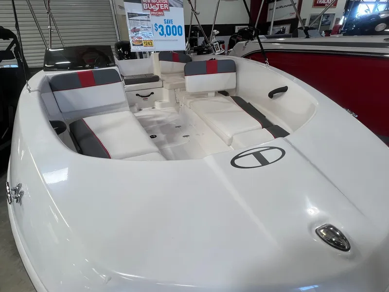 Slide: The Image of 2024 Tahoe T16 boat with spacious seating and modern design. - 3