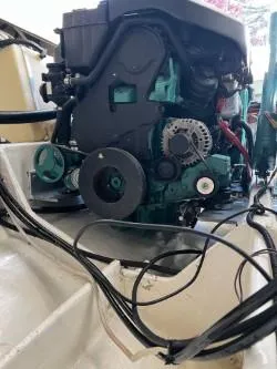 Slide: The Image of 1998 Pursuit 2800 Offshore boat engine in maintenance. - 33