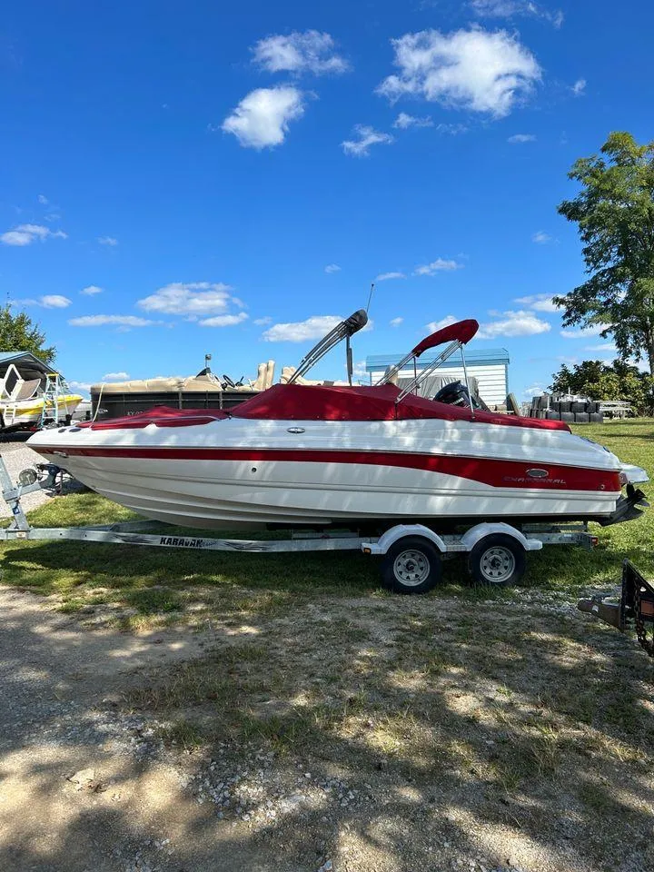 Slide: The Image of 2006 Chaparral 210 SSi boat on a trailer under a clear blue sky. - 4