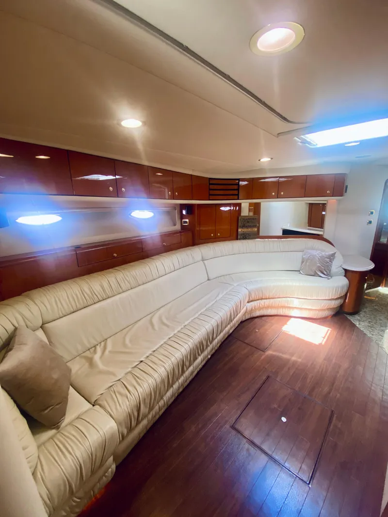Slide: The Image of Luxurious interior of a 2001 Sea Ray 540 Sundancer yacht with leather seating. - 13
