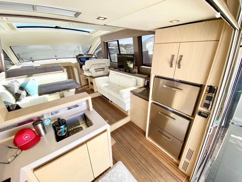 Slide: The Image of Luxurious interior of a 2015 Monte Carlo MC5S yacht with modern amenities. - 9
