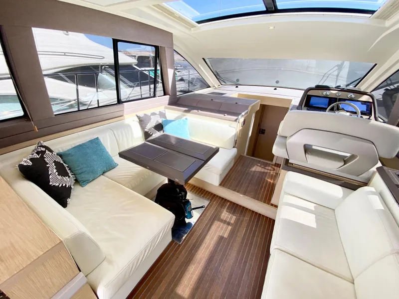 Slide: The Image of Luxurious interior of 2015 Monte Carlo MC5S yacht with elegant seating and modern design. - 12