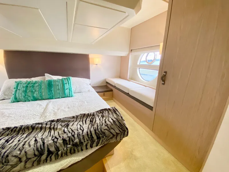 Slide: The Image of Luxurious bedroom interior of 2015 Monte Carlo MC5S yacht with modern decor. - 37