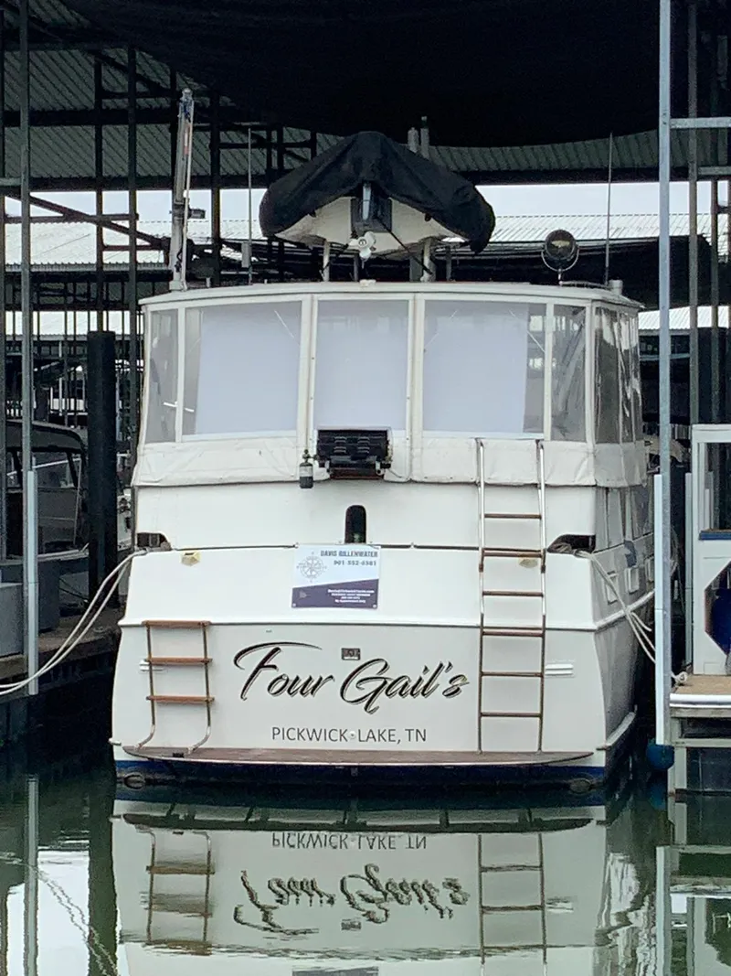 Slide: The Image of 1969 Hatteras 41 Double Cabin boat named Four Gail's docked at Pickwick Lake, TN. - 3