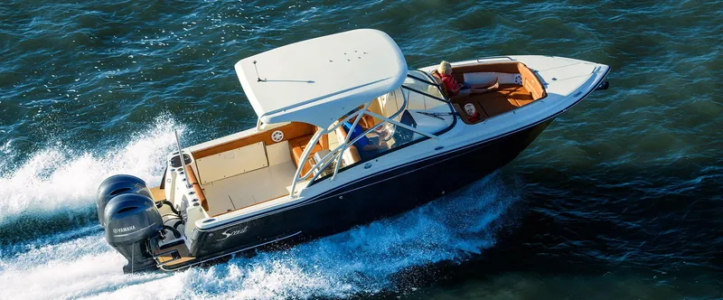 The Image of 2025 Scout 255 Dorado boat cruising on water. - 1