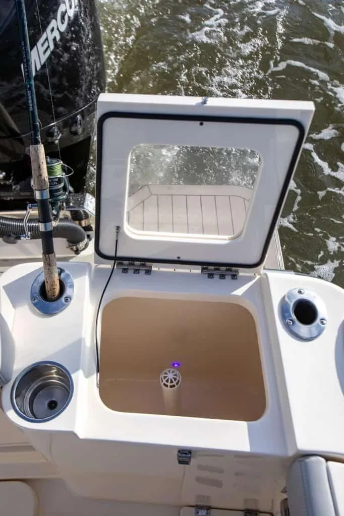Slide: The Image of 2025 Scout 277 Dorado boat livewell and fishing rod holder. - 8