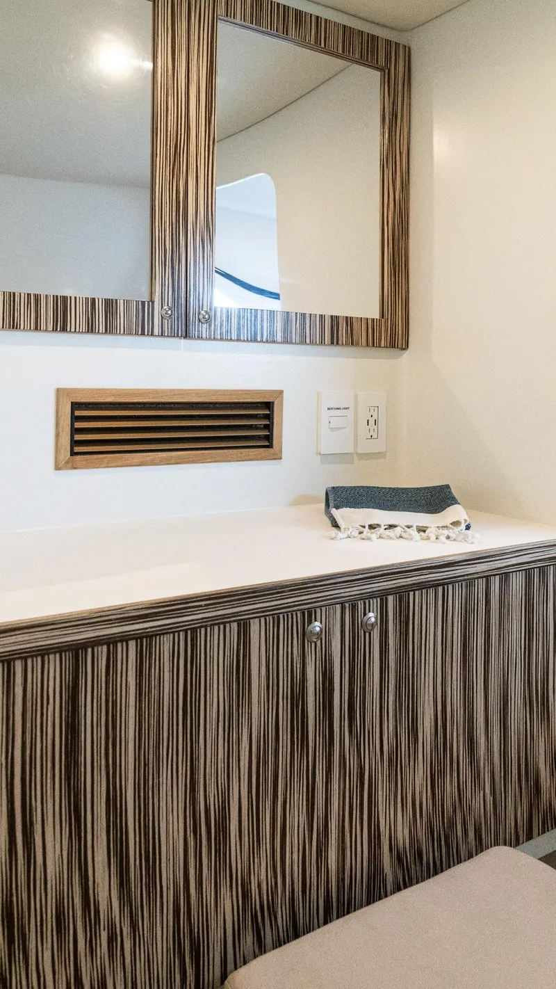 Slide: The Image of Modern bathroom interior in 2022 Custom Current Marine 46 yacht. - 33