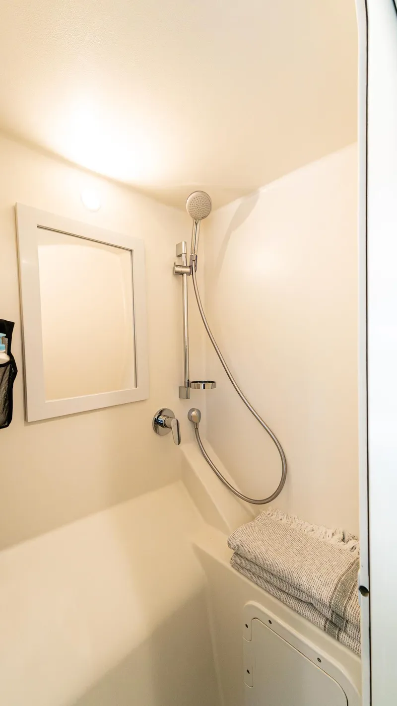 Slide: The Image of Modern shower area in 2022 Custom Current Marine 46 yacht. - 43