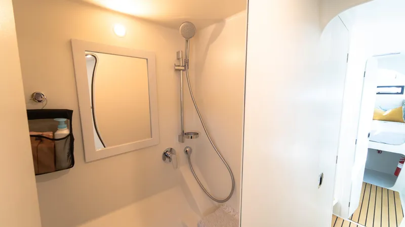 Slide: The Image of Modern shower area in 2022 Custom Current Marine 46 yacht. - 44